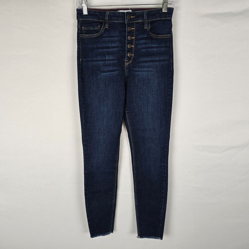 Carly Jean Junior 7 Blue Los Angeles Carter Button Fly Skinny Cut Off Dark Wash